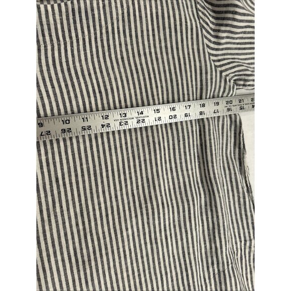Len Ok Womens Blouse L Tunic Black White Striped‎ Linen Coastal Casual Lagenlook - Picture 7 of 8